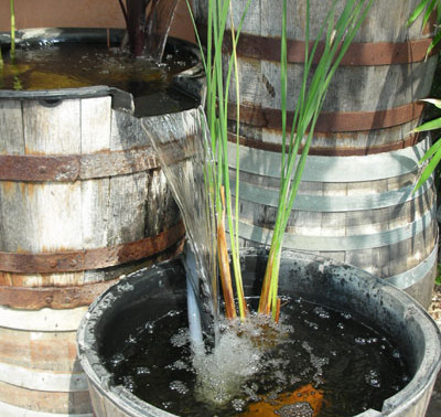 Small Ponds and fountains: Barrel fountain