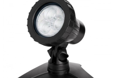 Black three-LED outdoor spotlight.