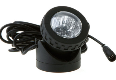 Black LED pond light with cord.