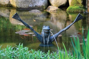 Aquascape Crazy Legs Frog Spitter w/pump - Poly-Resin - Decorative Water Features - Part Number: 78010 - Aquascape Pond Supplies