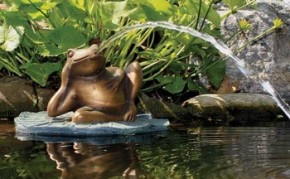 Aquascape Lazy Frog on Lily Pad Spitter w/pump - Decorative Water Features - Part Number: 78017 - Pond Supplies