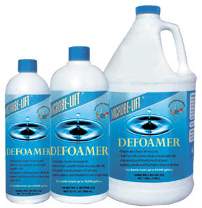 Pond Water Care: Microbe-lift Defoamer | Foam Removal Learn more about Pond Supplies, Pond Care & Maintenance, Water Care, Foam Removal and Pond Maintenance at SunlandWaterGardens.com