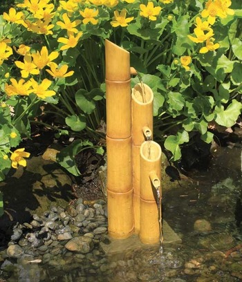 Aquascape Pond Supplies: Pouring Three-Tier Bamboo Fountain w/pump | Part Number 78015 Learn more about Aquascape Pond Supplies at SunlandWaterGardens.com